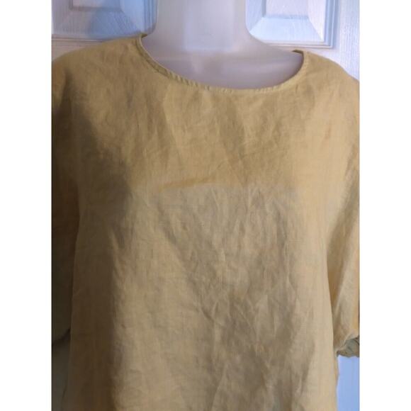 Cynthia Rowley Top Mustard Yellow Linen Cropped Sz M - Picture 2 of 9
